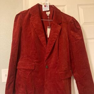✨NWT A New Day Puff Sleeve Corduroy Blazer Red 18